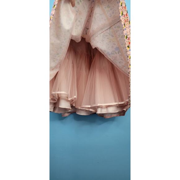 Tarik Ediz Janet Pink Size 6 Floral Formal Poofed Skirt - Picture 3 of 6